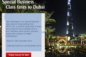 Special Business class fares offer from Dubai