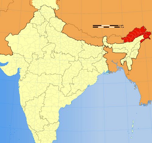 Location of Arunachal Pradesh in Indian Map