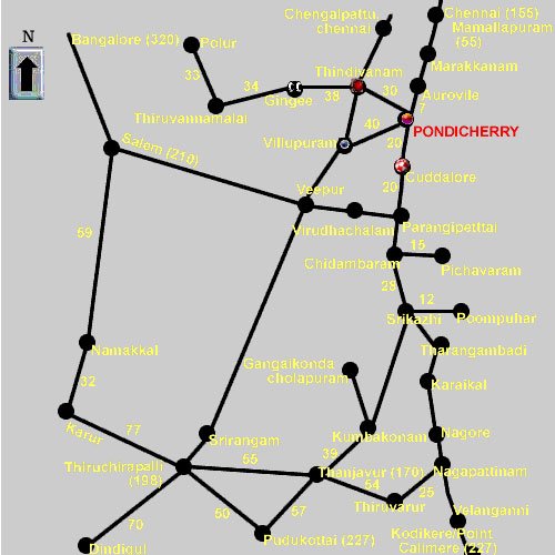 Pondicherry Route Road Map