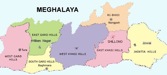 Meghalaya Map - Districts and Cities