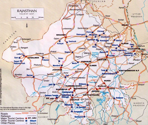 rajasthan tourist road map