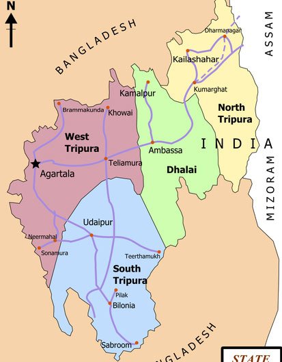 Tripura State District Map