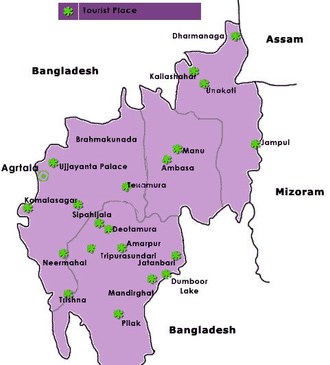 Tripura Tourist Travel Map