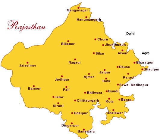 rajasthan tourist places on map