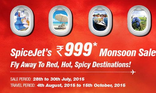 Spicejet Monsoon Sale at Rs 999