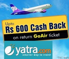 GoAir Cashback Offer with Yatra